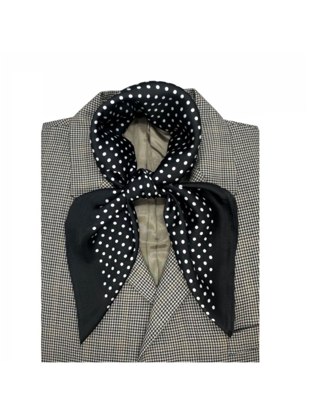 ✨Luxury Elegant Silky Soft Scarf Black White Polka Dot Square Wrap Accessory New - Picture 2 of 5
